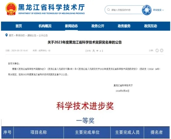 大数据公司荣获2023年度黑龙江省科学技术进步奖一等奖